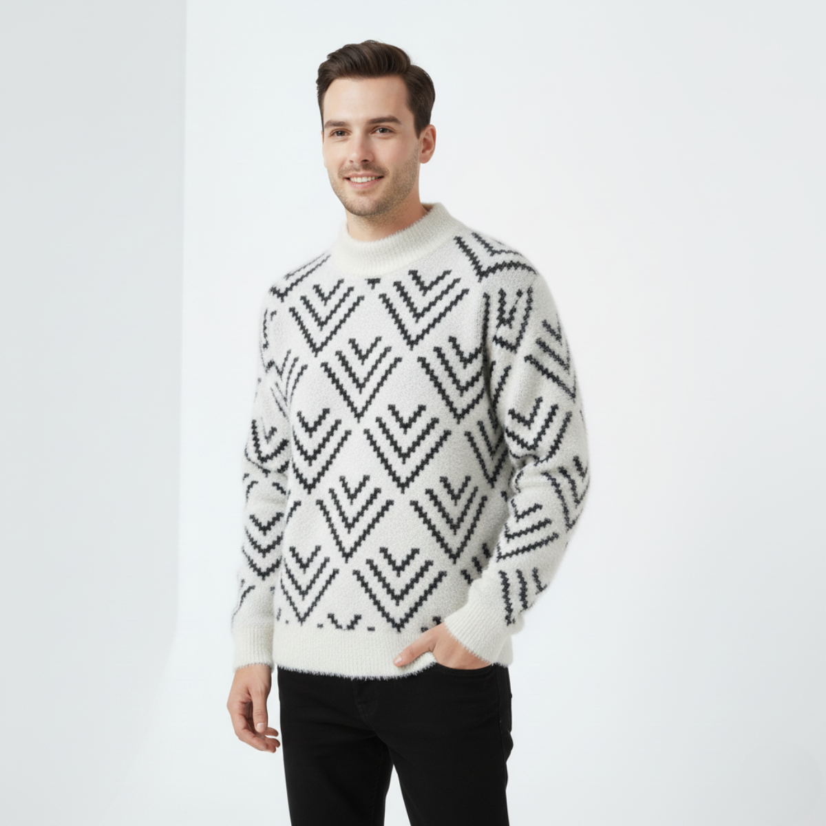 Isaac Men’s Knitted Jumper – Plush Soft Knit Crew Neck Sweater