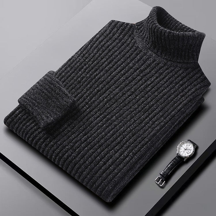 Hudson Men’s Turtleneck Sweater – Structured Ribbed Knit Winter Pullover