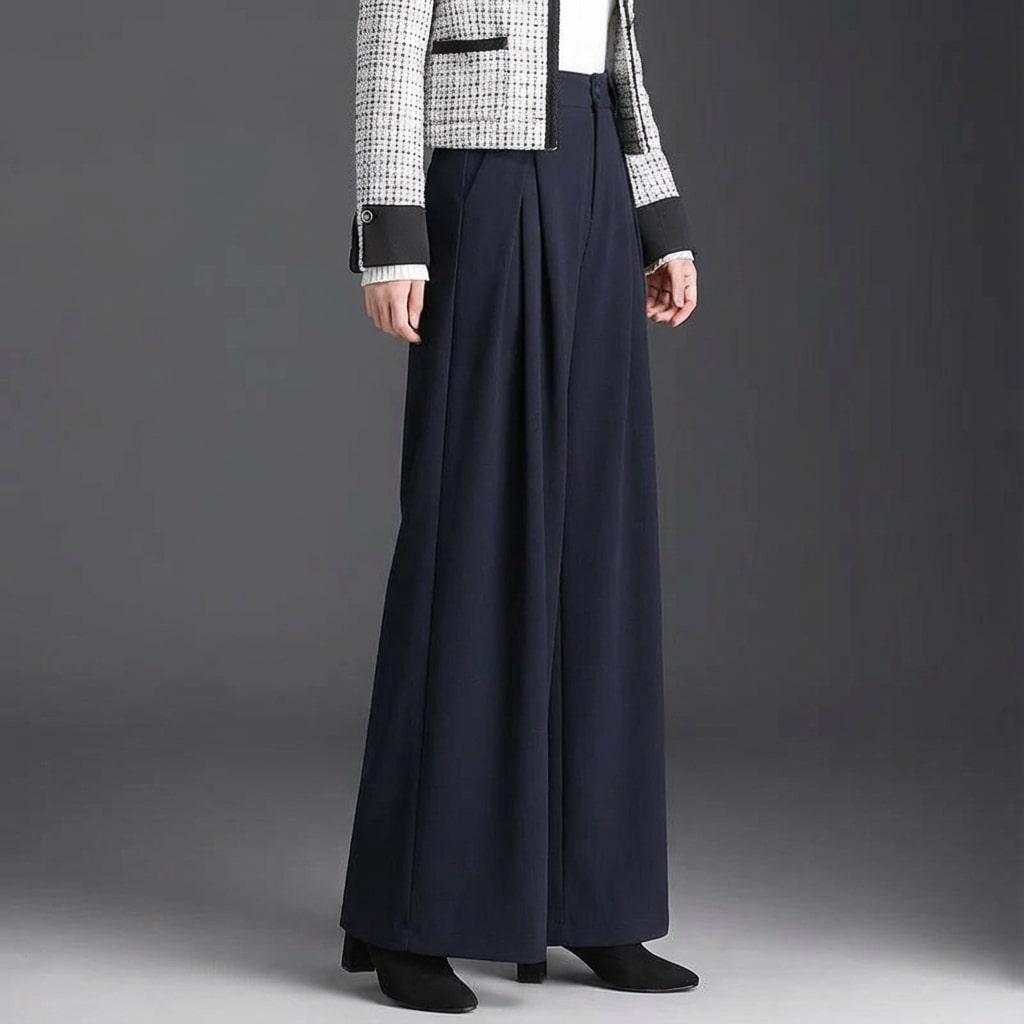 Marseille Women’s Wide-Leg Trousers – Wool-Look Pleated Pants