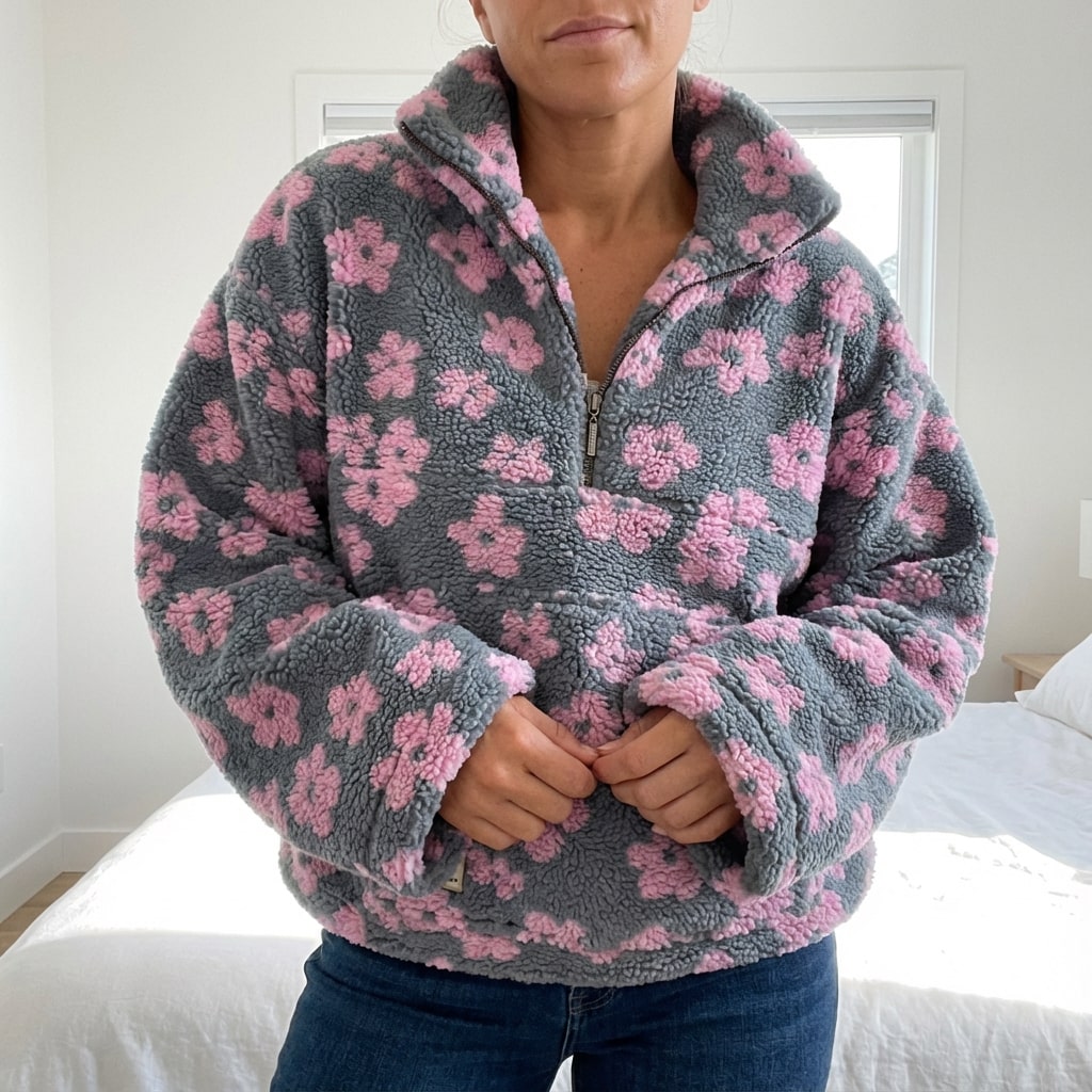 Margarita Women’s Sweater – Plush Fleece Floral Design
