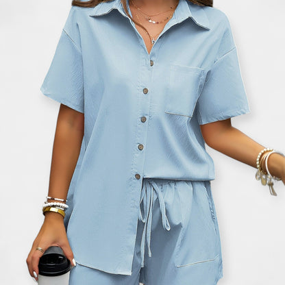 Aurelia Women’s Shirt & Shorts Set – Soft Cotton with Relaxed Fit