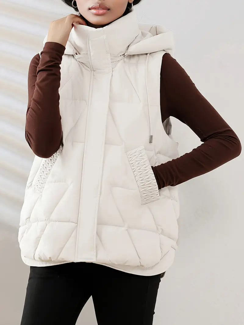 Reyna Women's Quilted Puffer Gilet – Soft-Touch Viscose with Detachable Hood