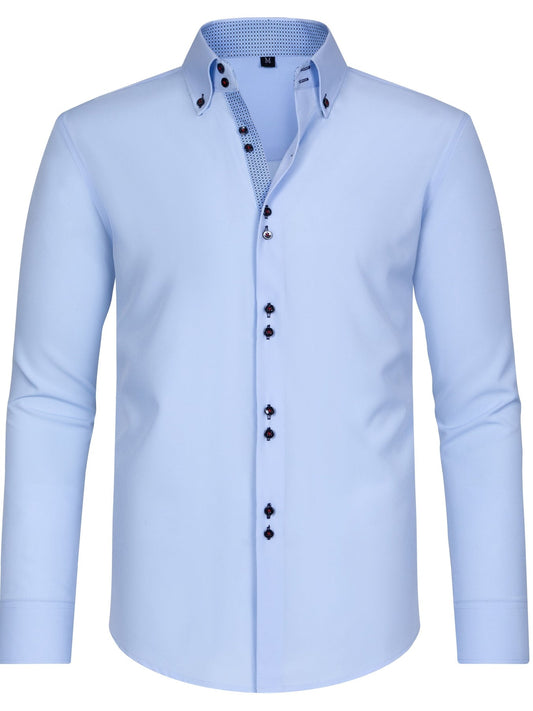Arjun Men’s Dress Shirt – Long Sleeve Slim Fit Button Down with Contrast Detail