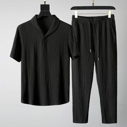 Alex Men’s Summer Lounge Set – Lightweight Cotton Shirt & Drawstring Pants