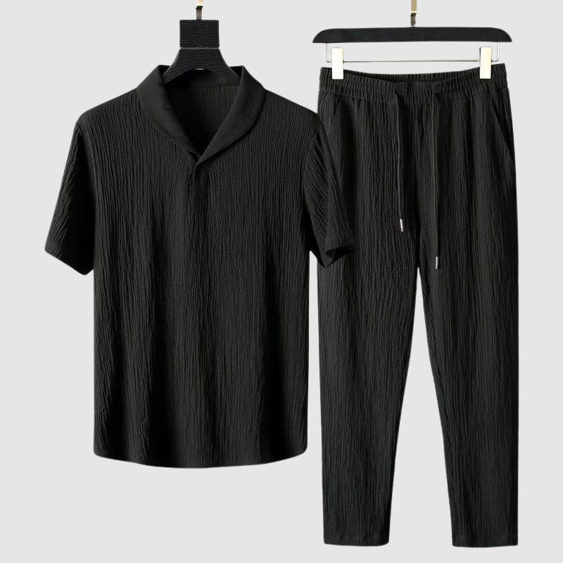 Alex Men’s Summer Lounge Set – Lightweight Cotton Shirt & Drawstring Pants