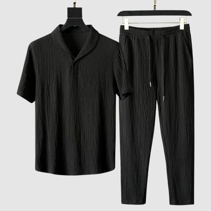 Alex Men’s Summer Lounge Set – Lightweight Cotton Shirt & Drawstring Pants