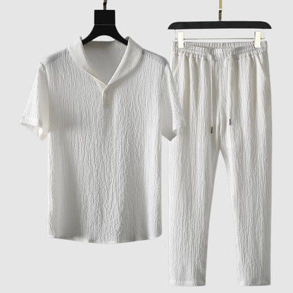 Alex Men’s Summer Lounge Set – Lightweight Cotton Shirt & Drawstring Pants