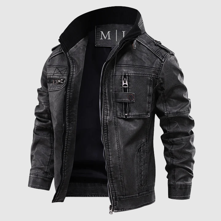 Oslo Men’s Leather Jacket – Vegan Biker Design with Waterproof Finish
