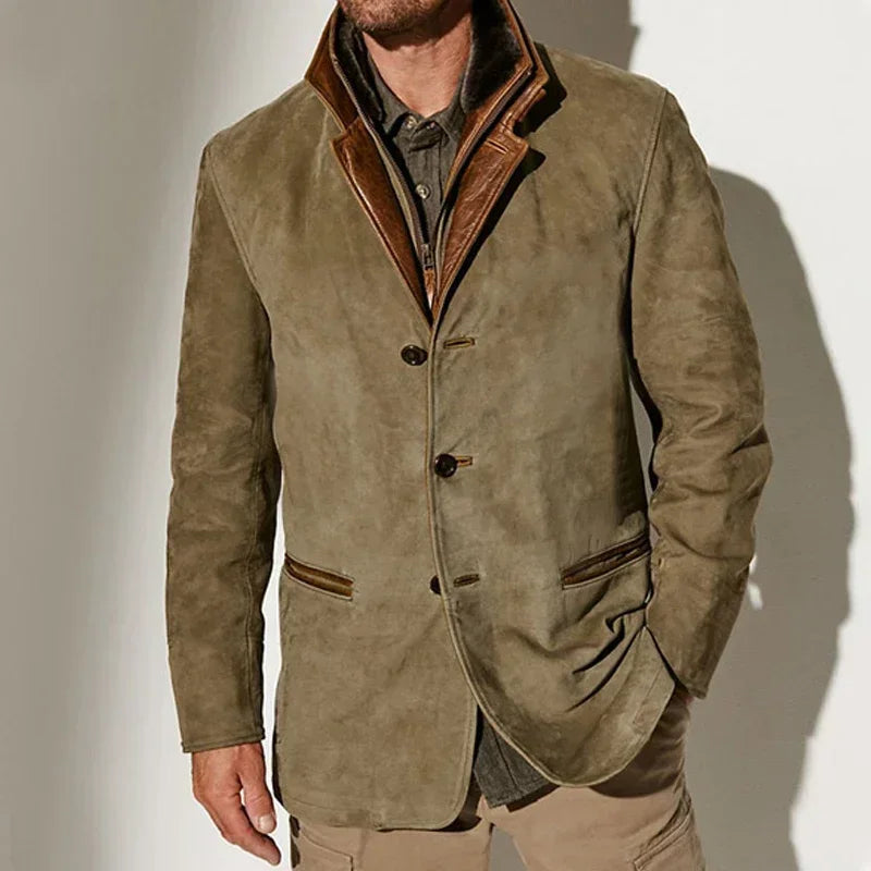Marco Men’s Suede Overcoat – Vegan Tailored Fit Suede Jacket