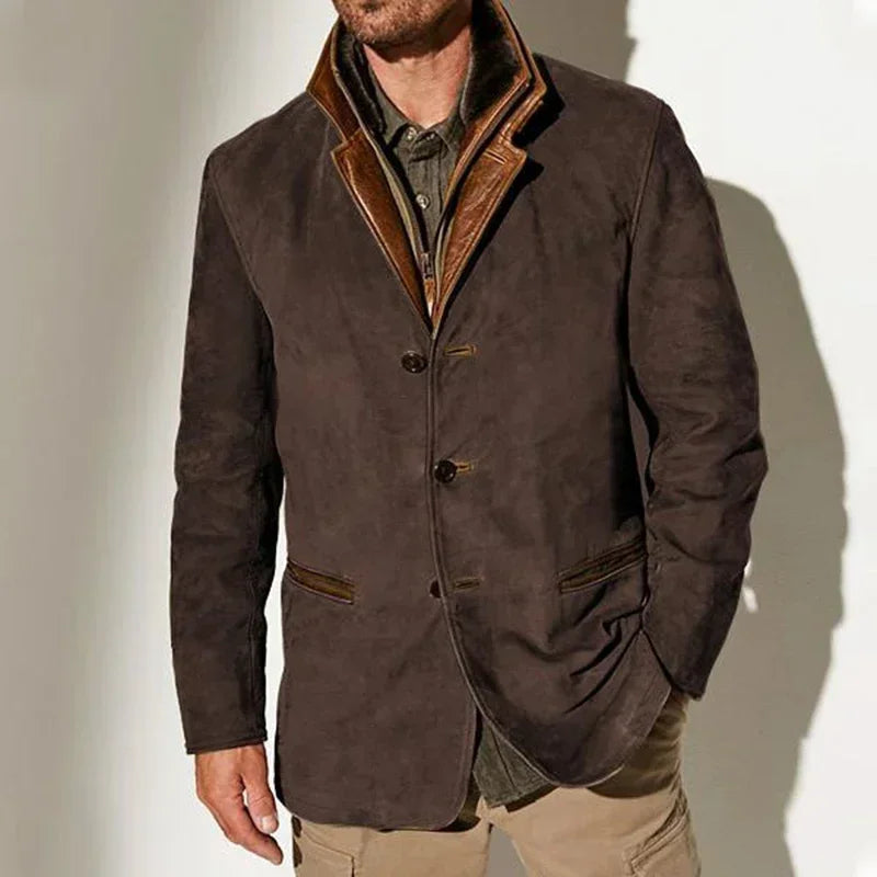 Marco Men’s Suede Overcoat – Vegan Tailored Fit Suede Jacket