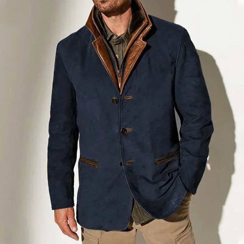 Marco Men’s Suede Overcoat – Vegan Tailored Fit Suede Jacket