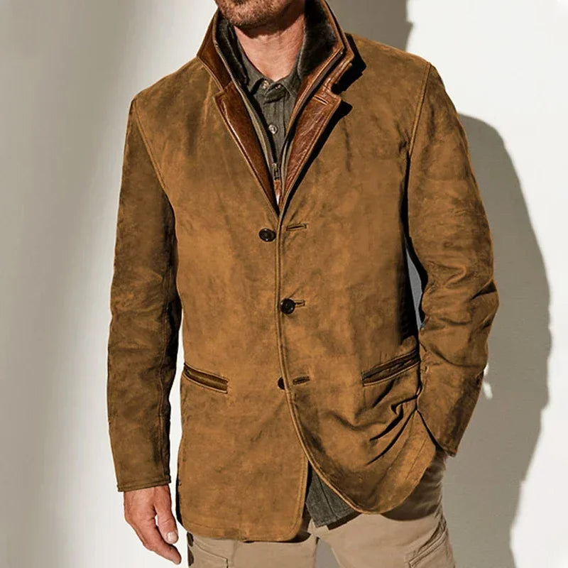 Marco Men’s Suede Overcoat – Vegan Tailored Fit Suede Jacket