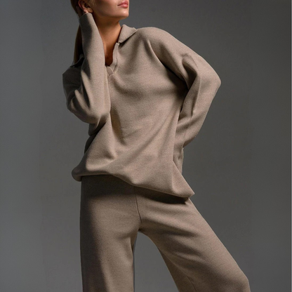 Aurelia Soft Knit Lounge Set – Relaxed Fit with Flowing Wide-Leg Pants