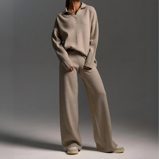 Aurelia Soft Knit Lounge Set – Relaxed Fit with Flowing Wide-Leg Pants
