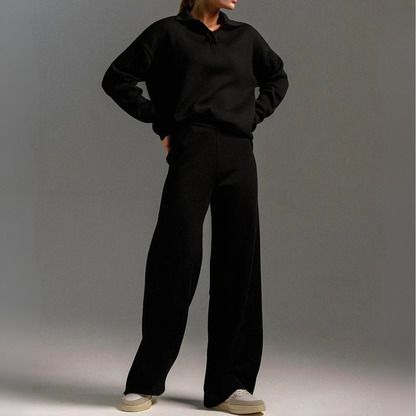Aurelia Soft Knit Lounge Set – Relaxed Fit with Flowing Wide-Leg Pants
