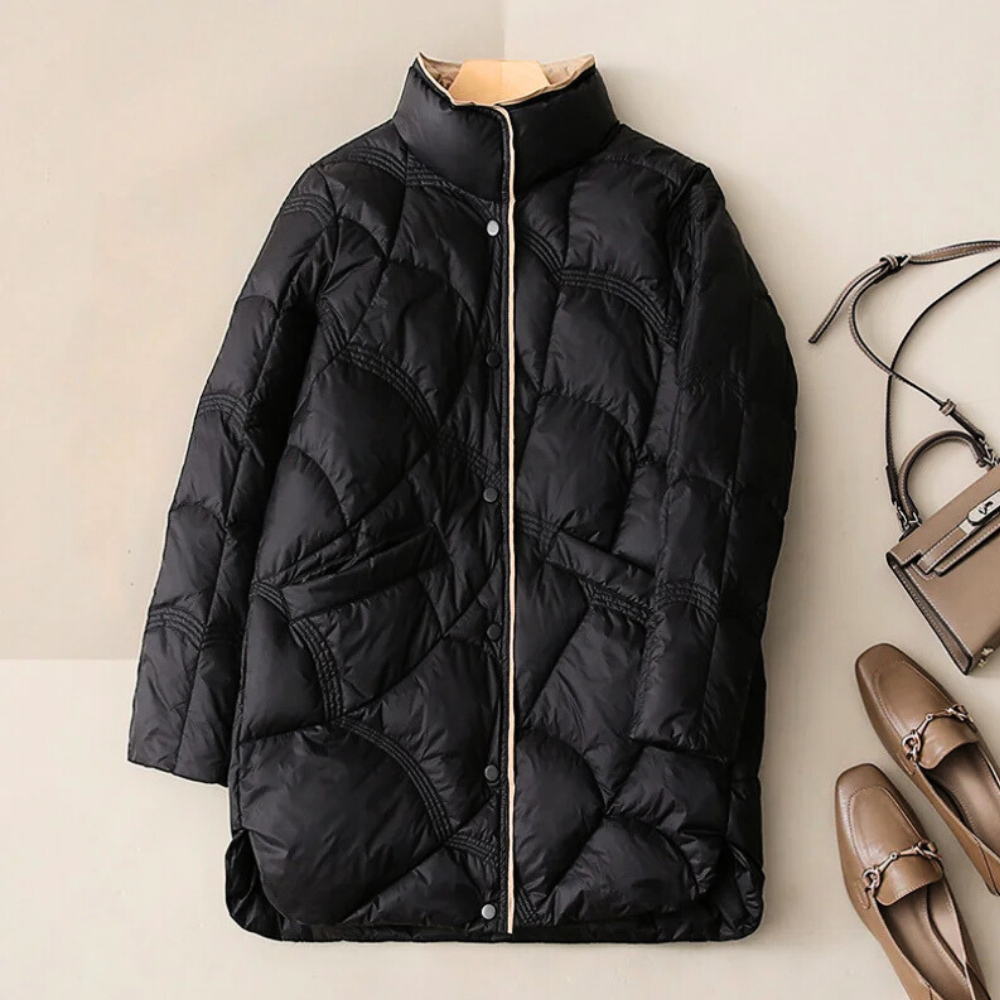 Giorgia Women’s Winter Jacket – Long Duck Down Coat with Quilted Insulation