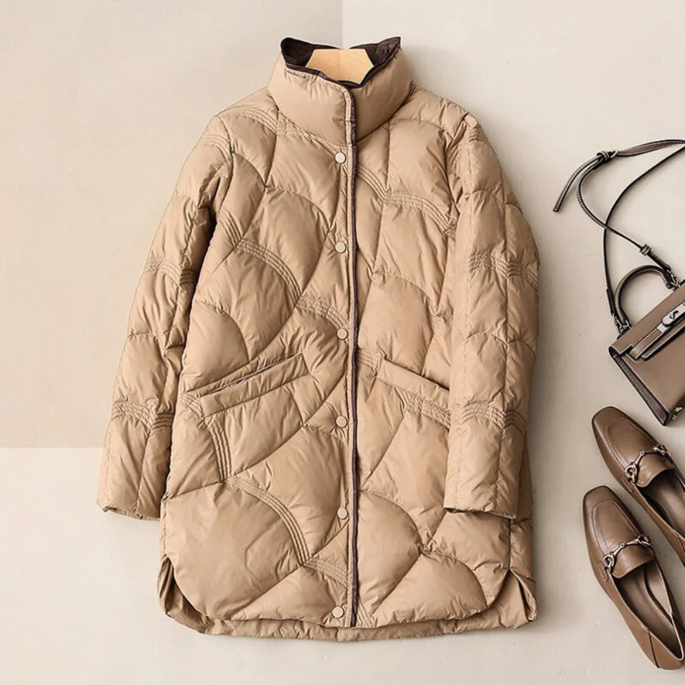 Giorgia Women’s Winter Jacket – Long Duck Down Coat with Quilted Insulation