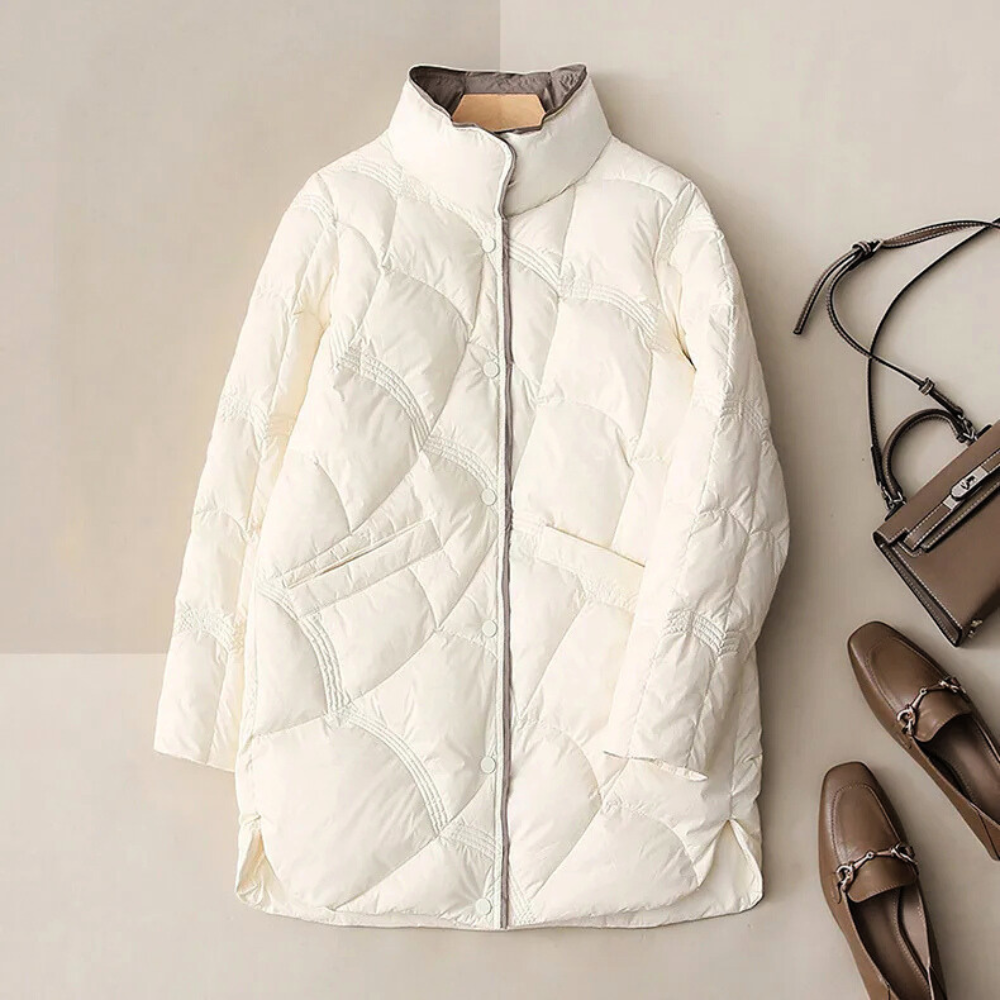 Giorgia Women’s Winter Jacket – Long Duck Down Coat with Quilted Insulation
