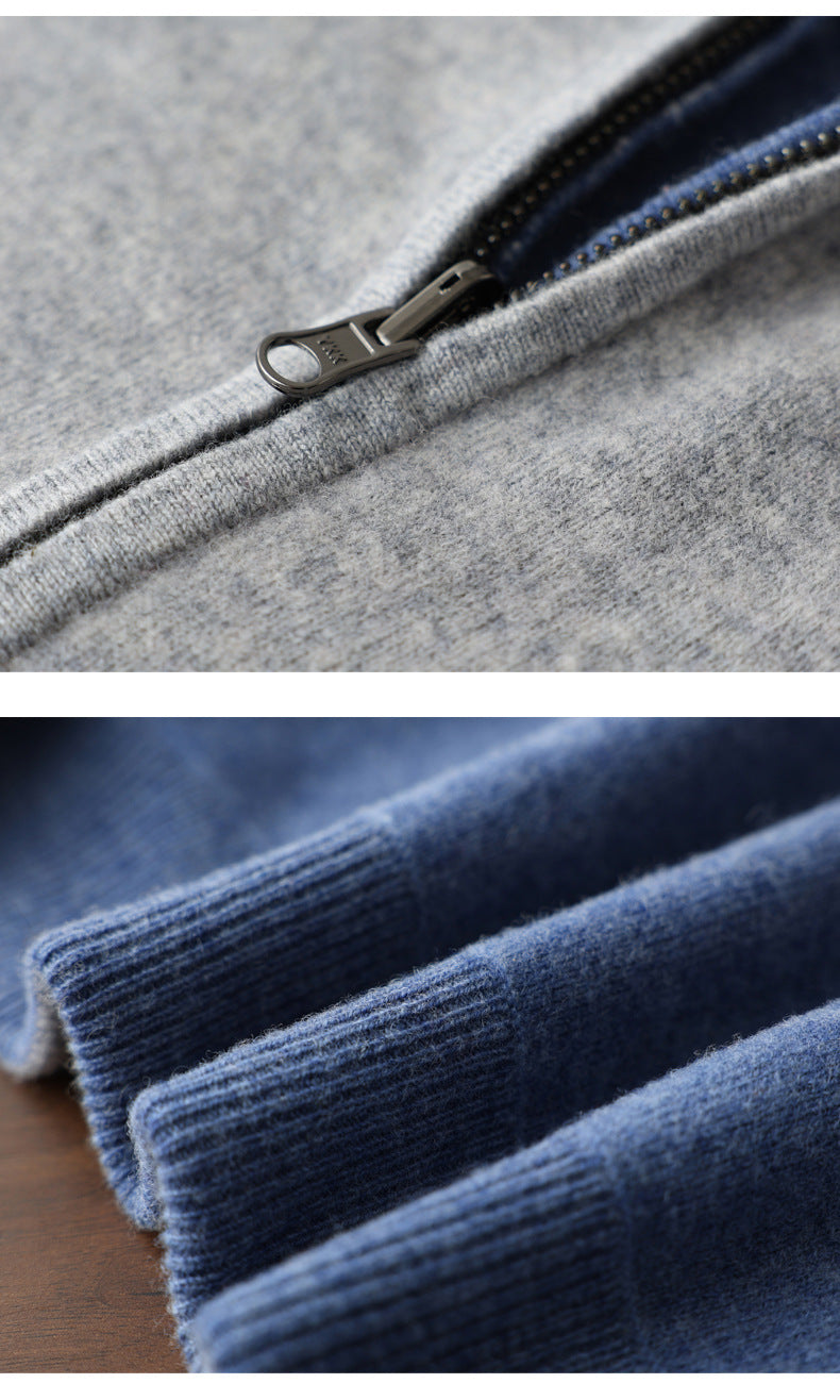 Levi Men's Cashmere Jacket – Knit Zip Up Jacket in Pure Cashmere
