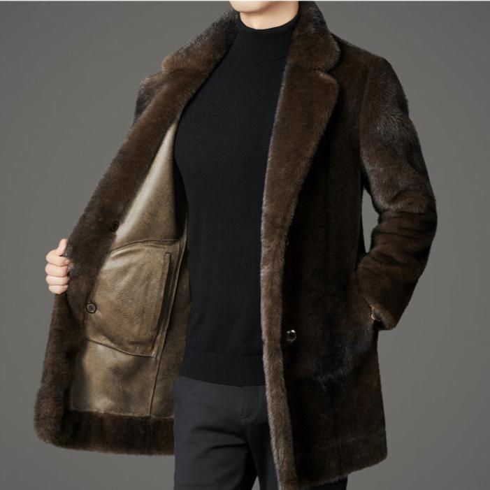 Carlos Men’s Faux Fur Coat – Reversible Luxe Winter Coat