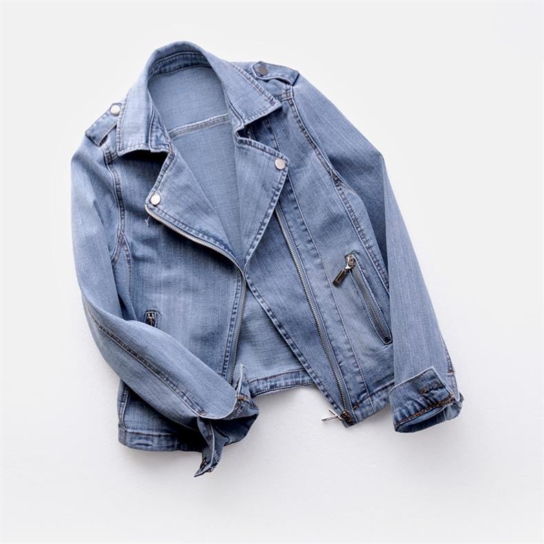 Luna Women's Denim Jacket – Organic Cotton Slim Moto Jacket
