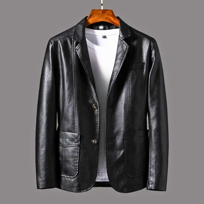 Bennett Men’s Leather Jacket – Vintage Smooth Leather with Button-Up Closure