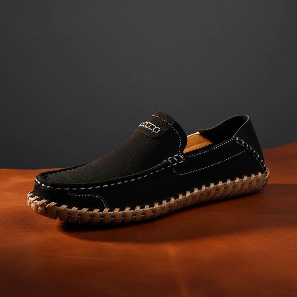 Luciano Men's Suede Loafers – Hand-Stitched Leather Slip-Ons