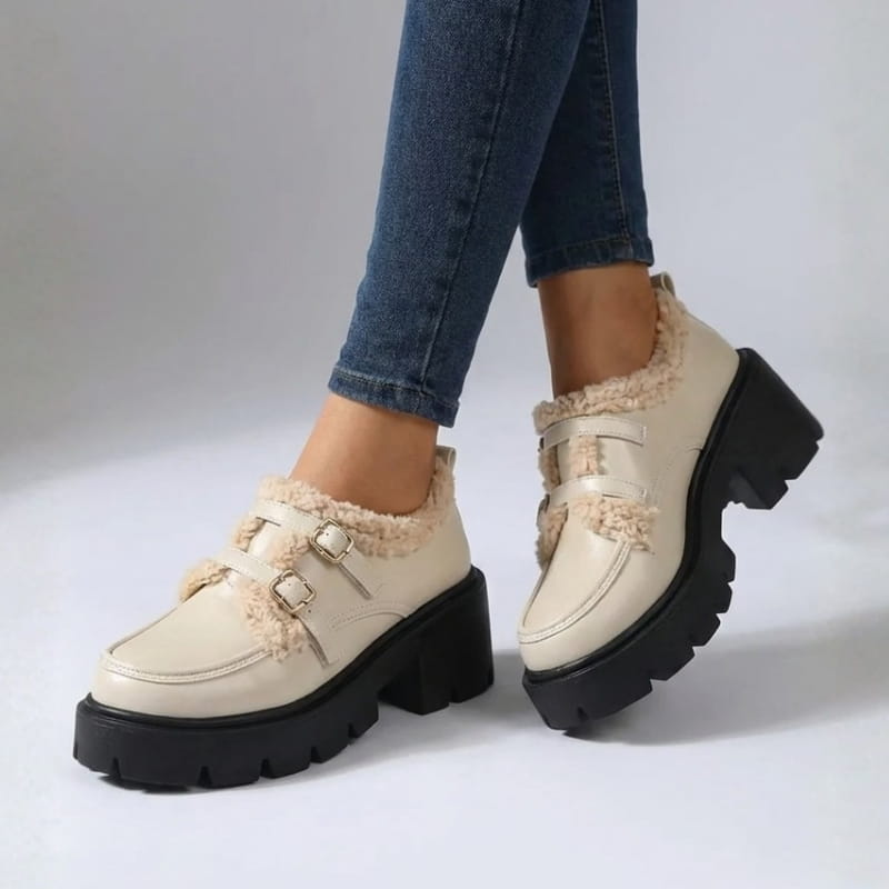 Samantha Women’s Shearling Leather Platforms Shoes