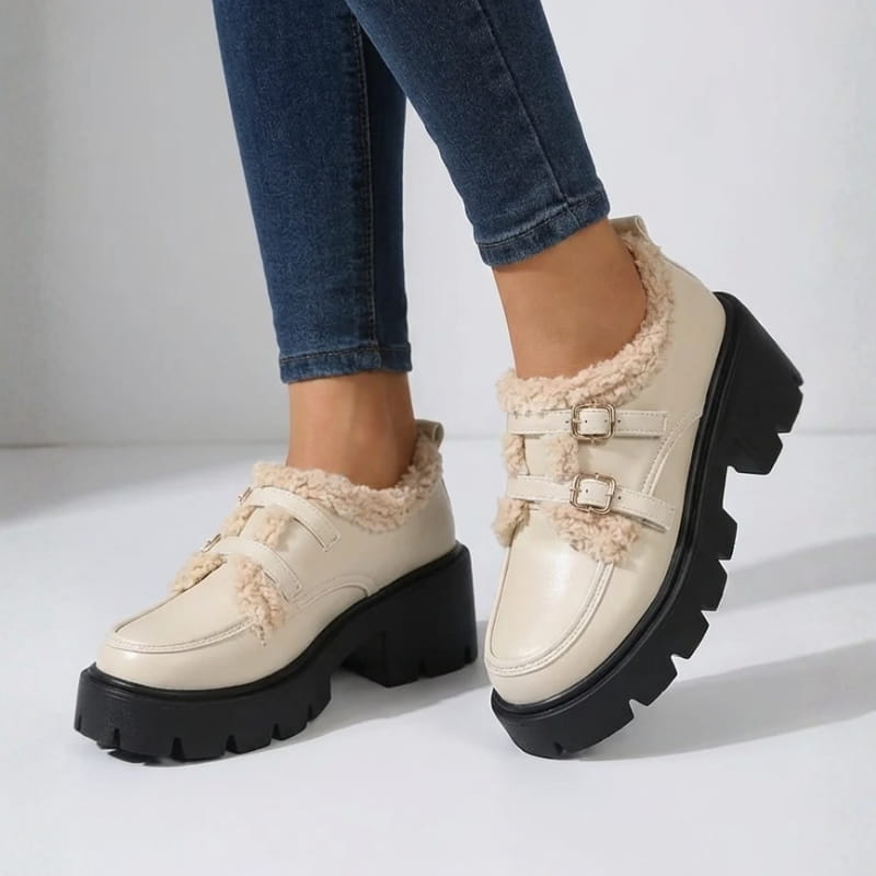 Samantha Women’s Shearling Leather Platforms Shoes