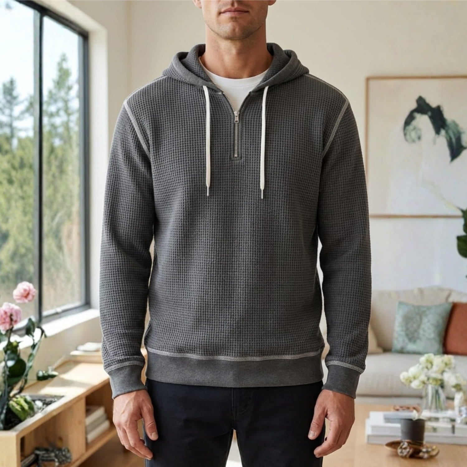 Alfie Men’s Hoodie - Waffle-Knit Cotton