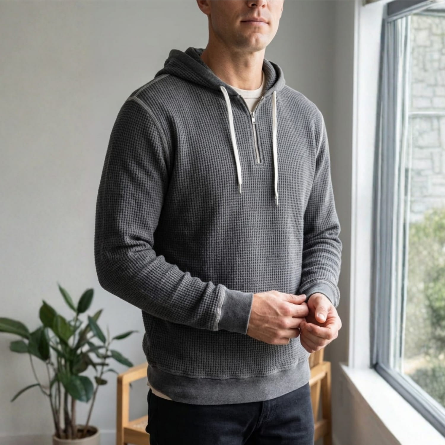 Alfie Men’s Hoodie - Waffle-Knit Cotton