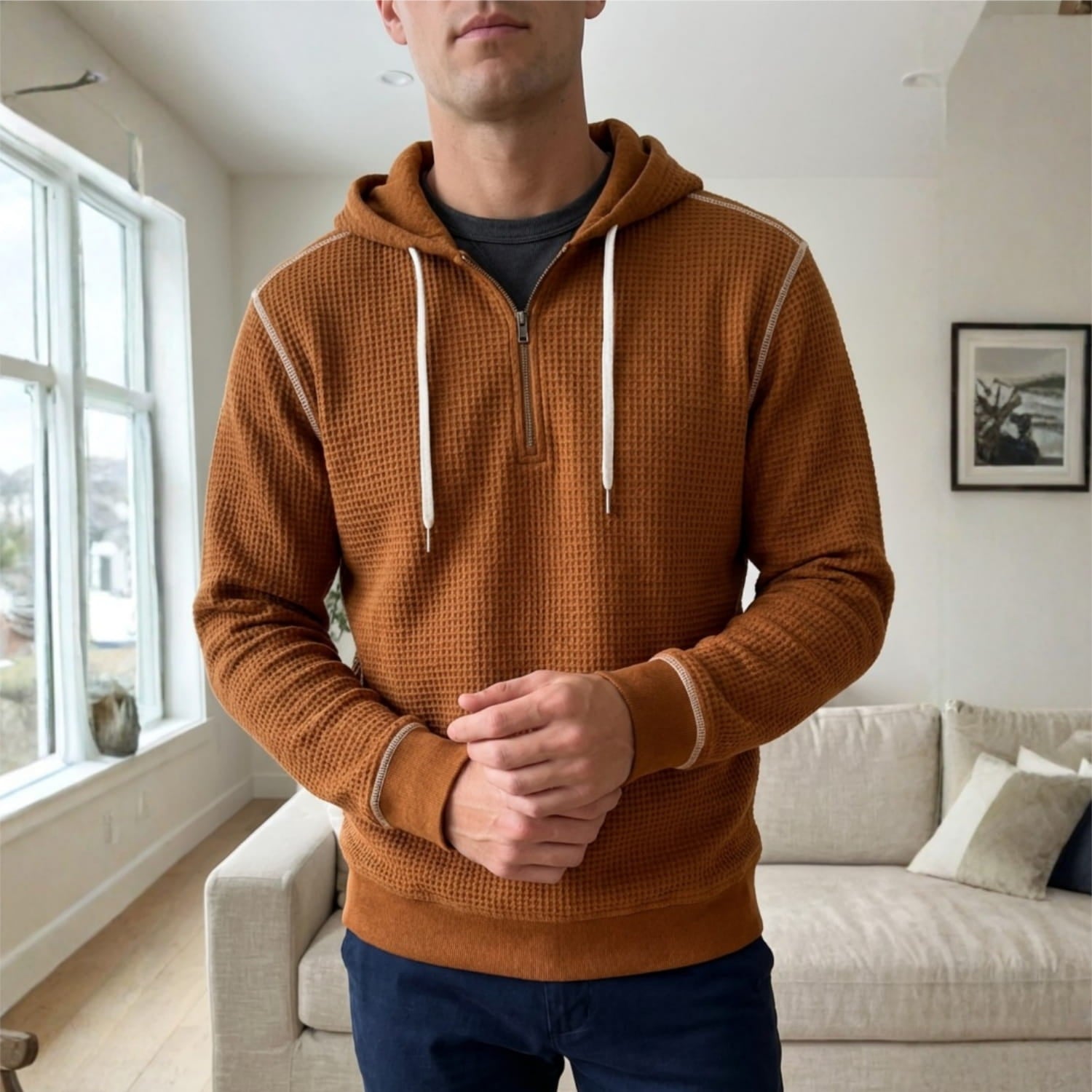 Alfie Men’s Hoodie - Waffle-Knit Cotton