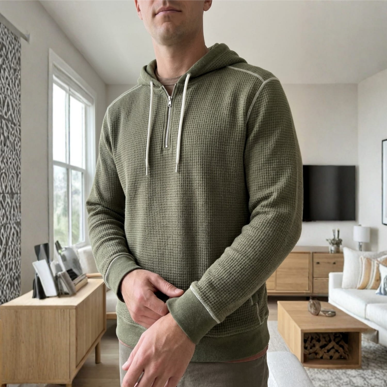 Alfie Men’s Hoodie - Waffle-Knit Cotton