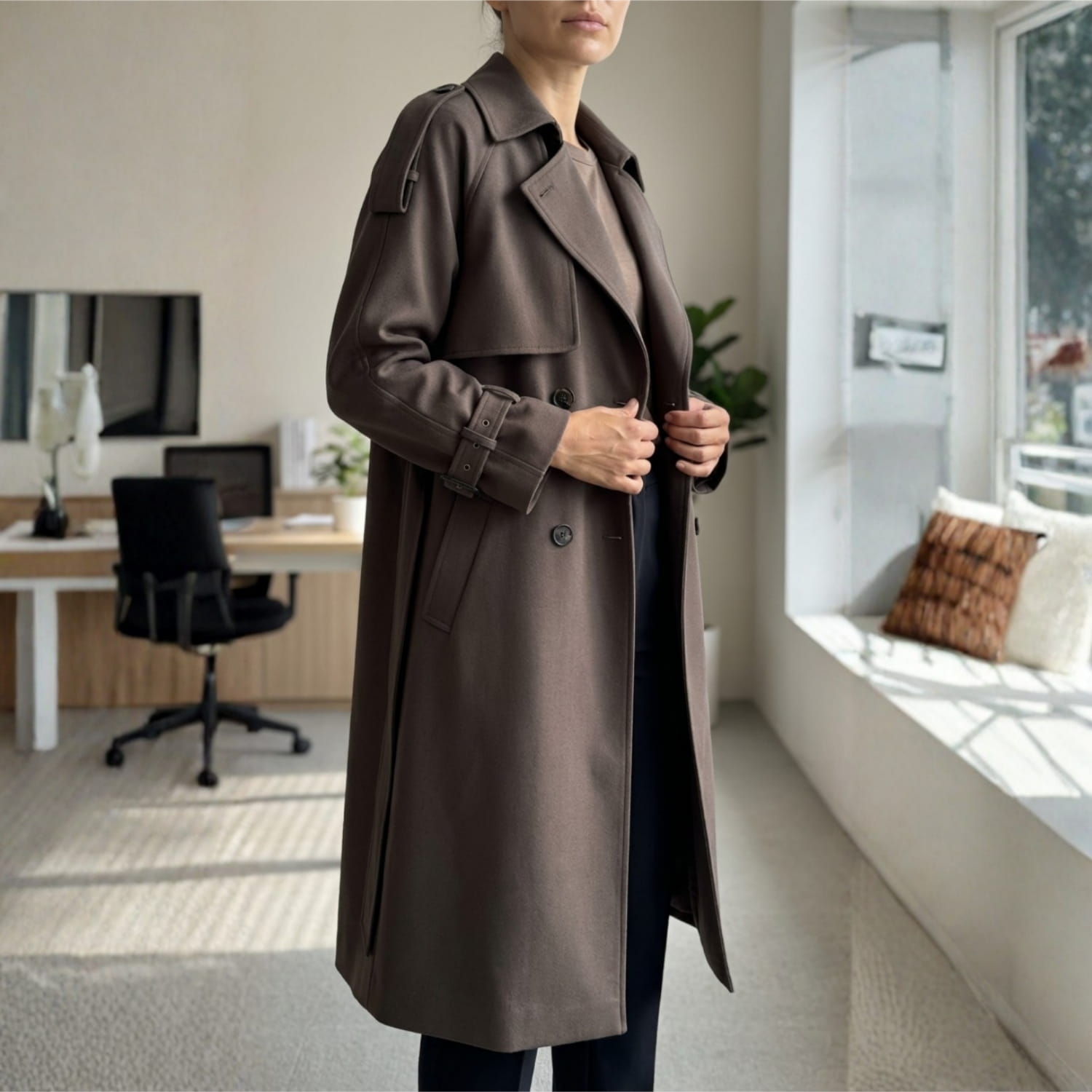 Bianca Women’s Double-Breasted Trench Coat