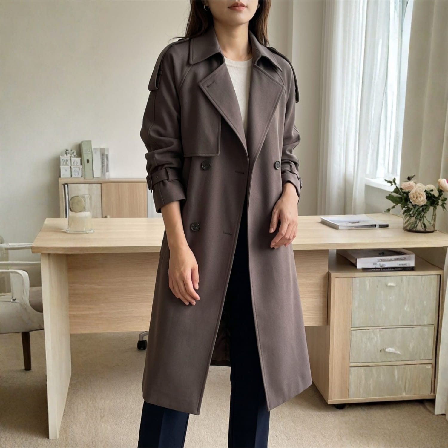 Bianca Women’s Double-Breasted Trench Coat