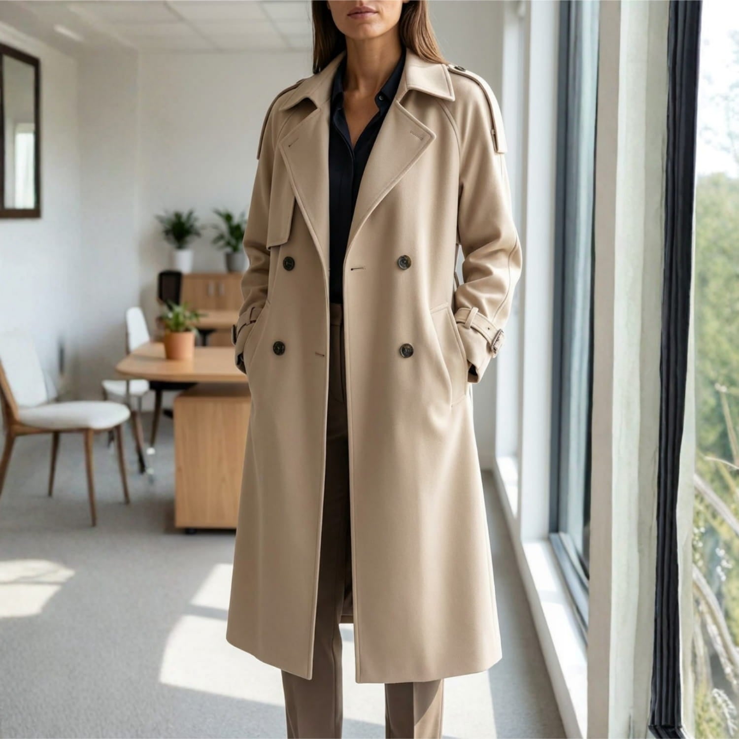 Bianca Women’s Double-Breasted Trench Coat