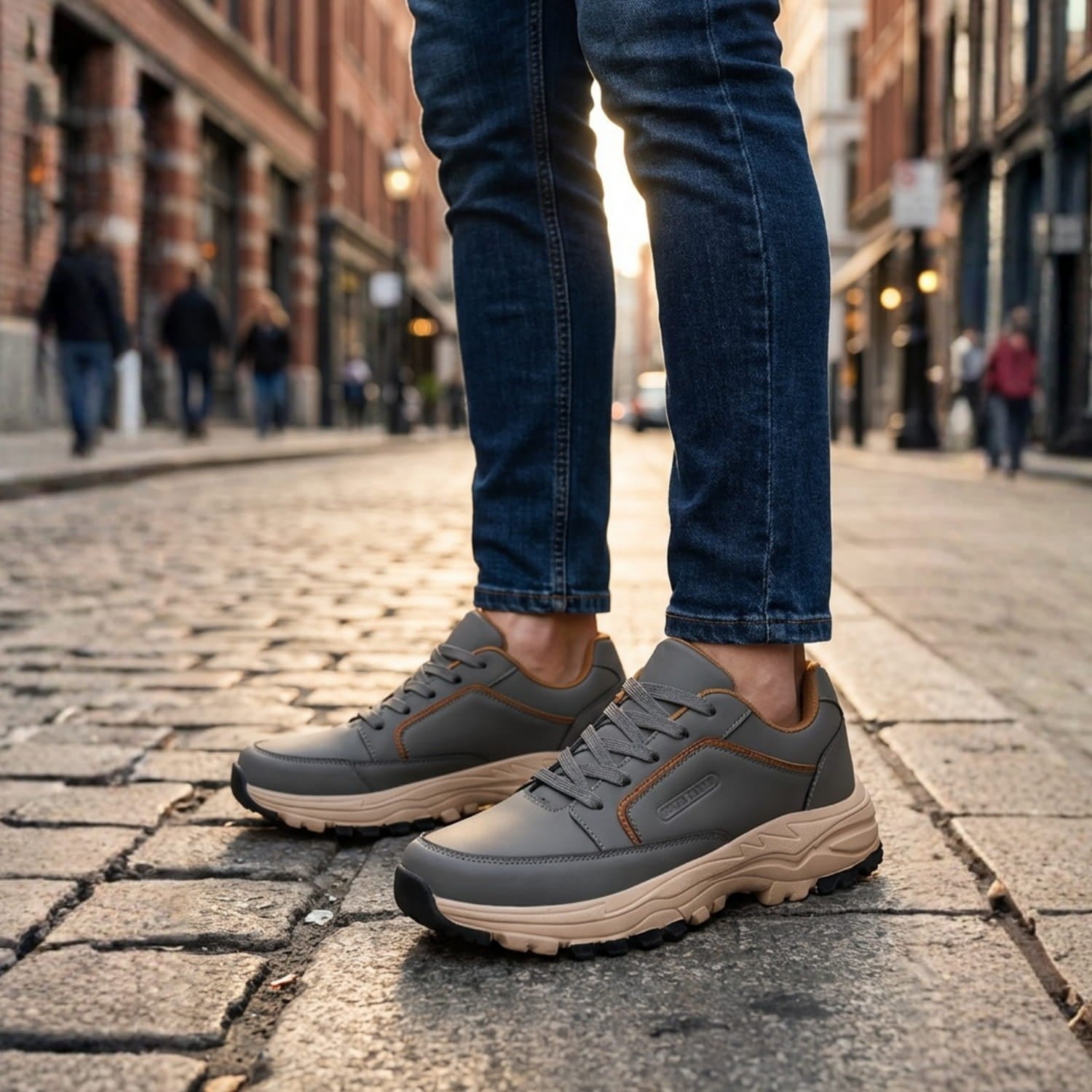 Archie Men’s Leather Trainers – Cushioned Everyday Shoes