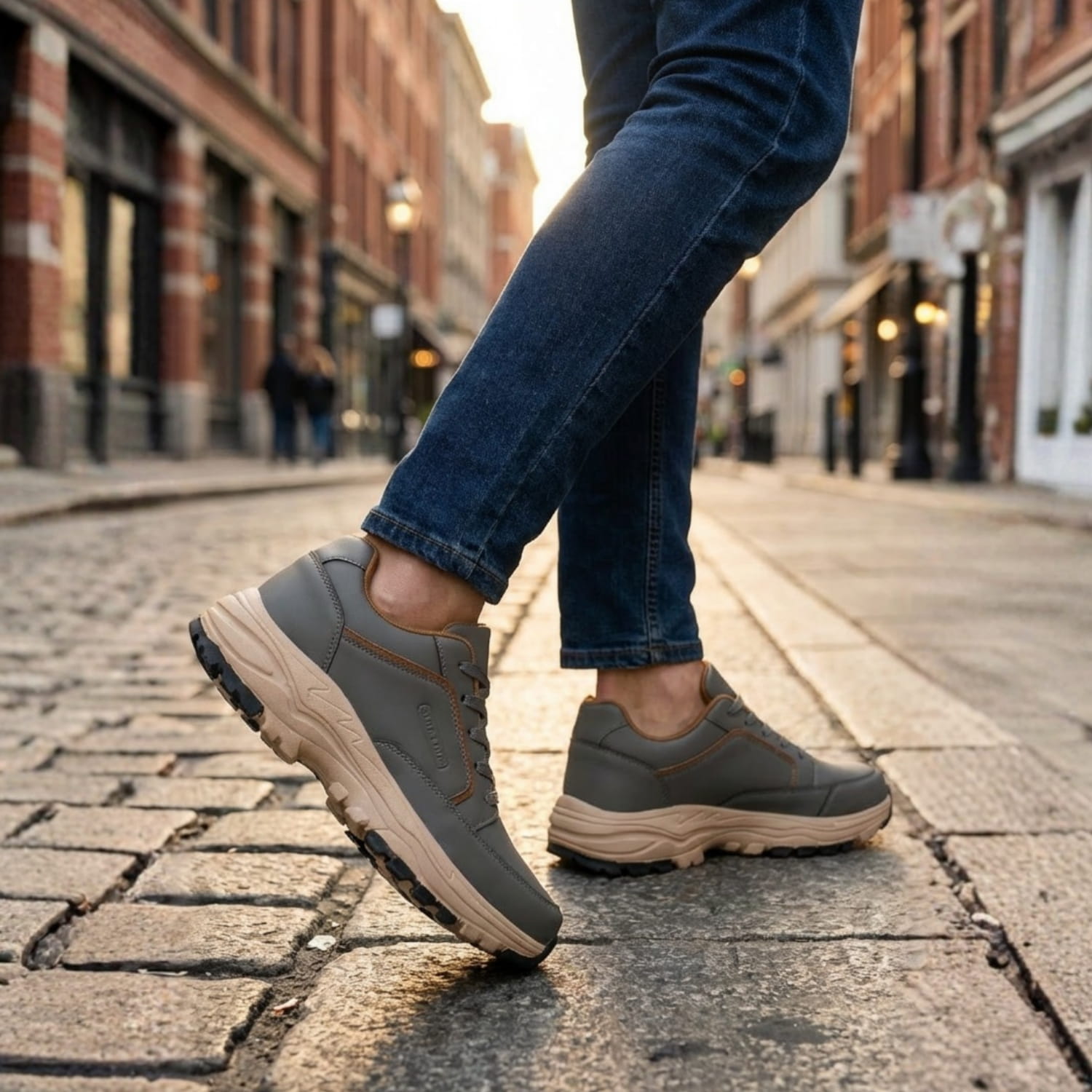 Archie Men’s Leather Trainers – Cushioned Everyday Shoes