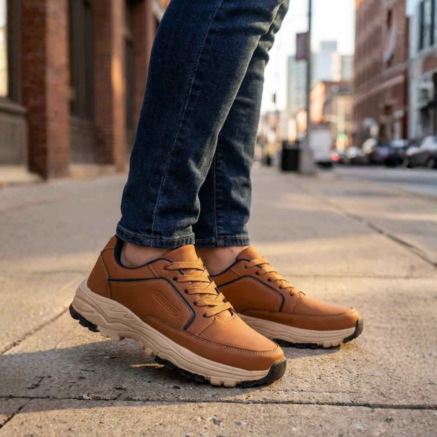 Archie Men’s Leather Trainers – Cushioned Everyday Shoes