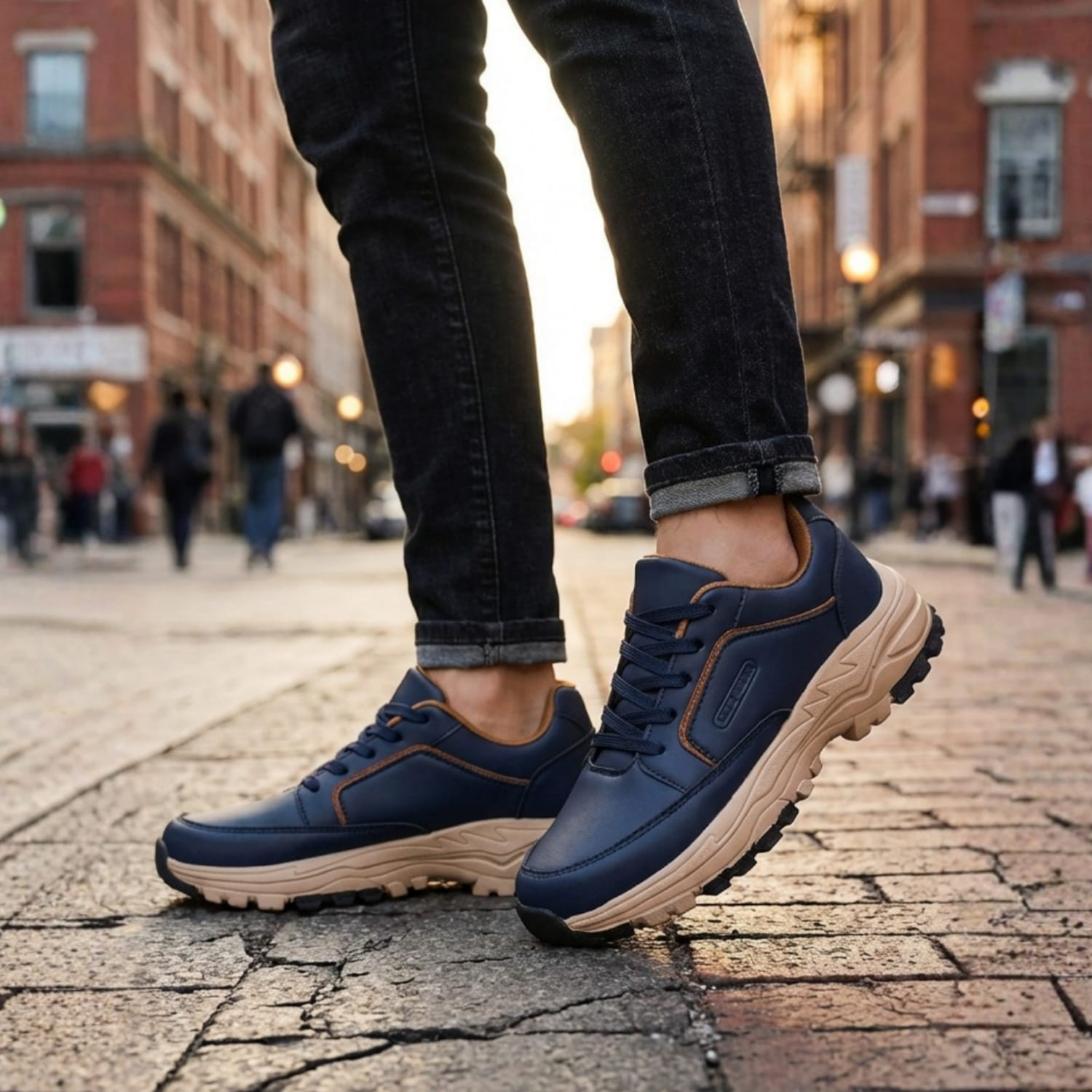 Archie Men’s Leather Trainers – Cushioned Everyday Shoes