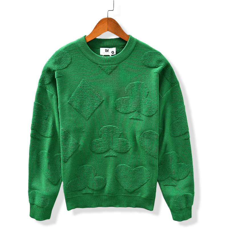 Maximilian Men's Sweater – Viscose Knit with Card Suit Design
