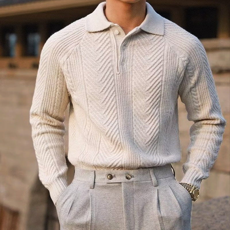 Grayson Men's Cashmere Sweater – Soft Polo Collar Knit