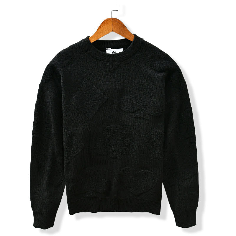 Maximilian Men's Sweater – Viscose Knit with Card Suit Design