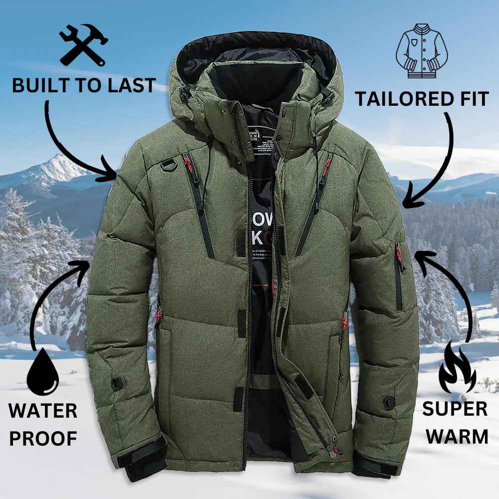 Felipe Men’s Down Puffer Jacket – Lightweight Waterproof with Detachable Hood