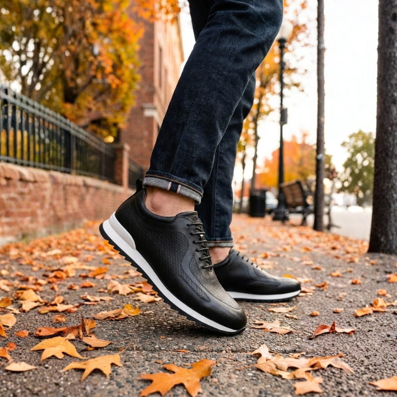 Enzo Italian Leather Shoes – Cushioned Casual Trainers