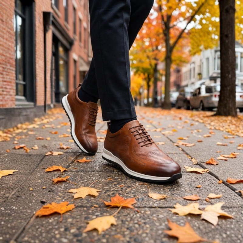 Enzo Italian Leather Shoes – Cushioned Casual Trainers