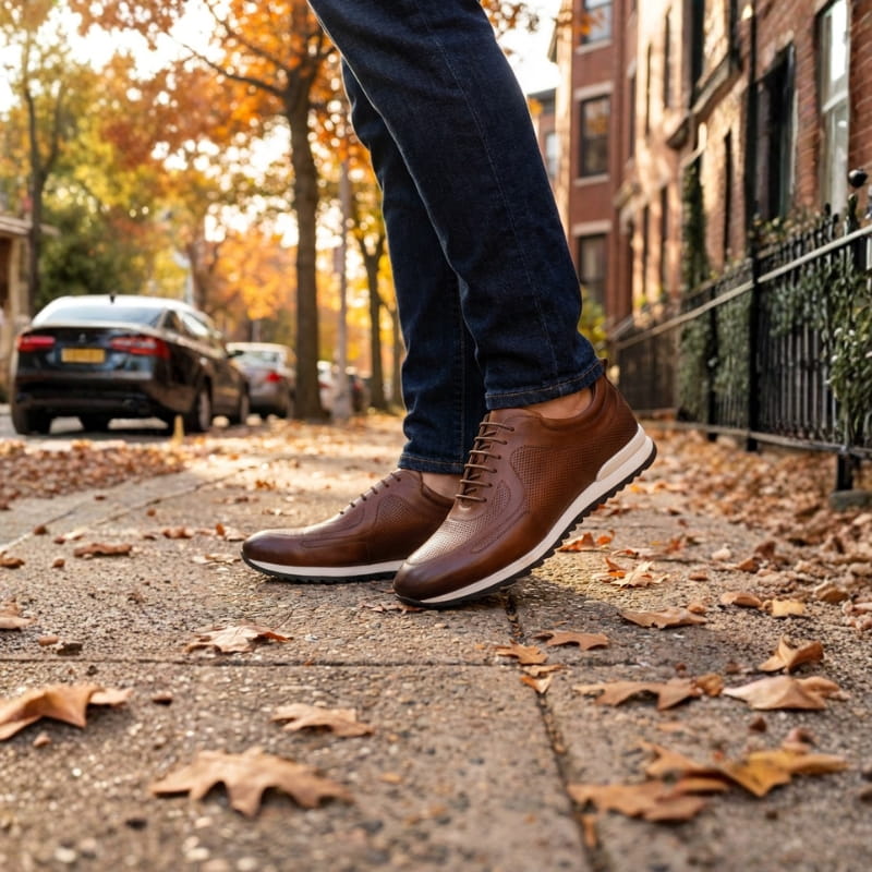 Enzo Italian Leather Shoes – Cushioned Casual Trainers