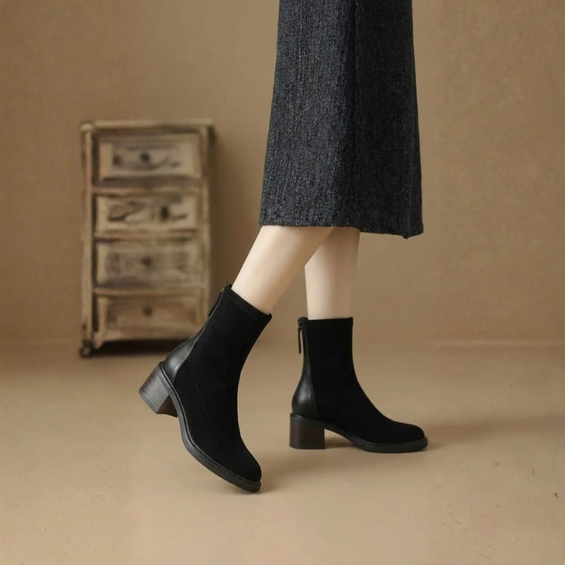 Fiona Women’s Suede Ankle Boots – with Block Heel