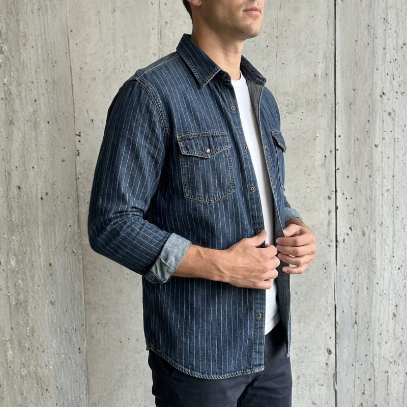 Hector Men’s Vintage Pinstripe Long Sleeve Shirt