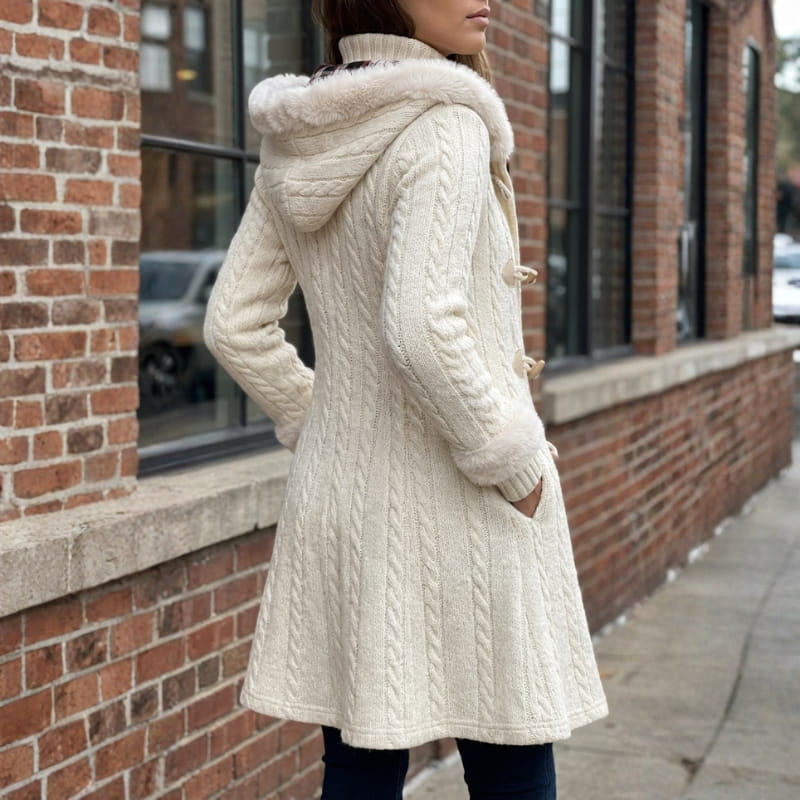 Julia Women’s Hooded Toggle Knit Long Coat